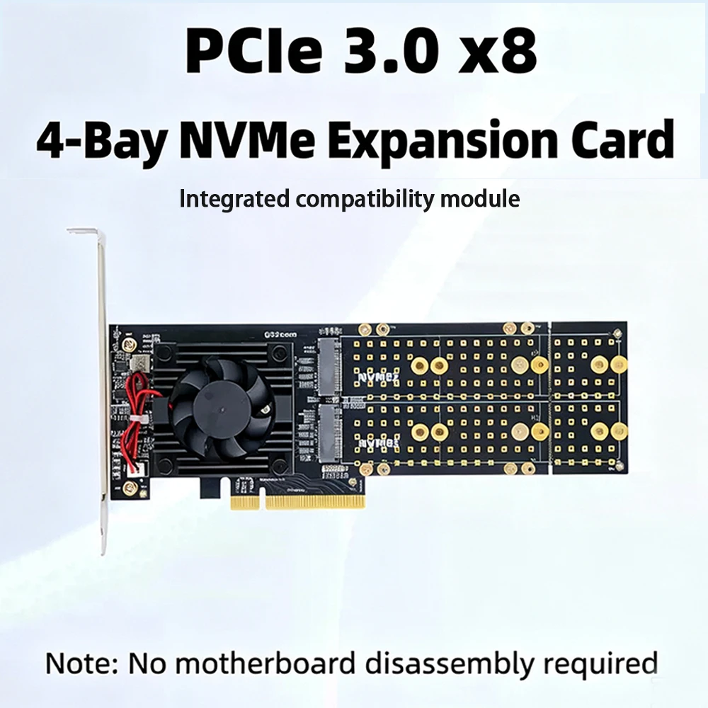 PLX8747 Quad M.2 NVMe PCIe 3.0 - Quad M.2 Nvme Pcie Bifurcation Card recension och pris
